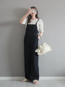 「BONLECILL（ボンルシール）の2wayカットジャガード袖シャーリングT（Tシャツ/カットソー、ホワイト系）」を使った、miiさん（レディース・162cm）の春コーディネート