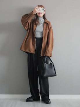 「tiptop（ティップトップ）のメランジリブハイネックプルオーバー（ニット/セーター）」を使った、miiさん（レディース・162cm）の秋コーディネート