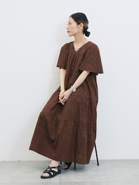 「ティアードワンピース」｜miyaさん（レディース・158cm）の秋コーディネート