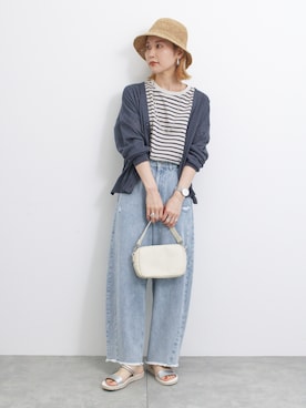 「Samansa Mos2 blue（サマンサモスモスブルー）のアイテム（帽子）」を使った、miyaさん（骨格ウェーブ・レディース・158cm）の夏コーディネート