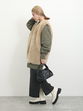 「Samansa Mos2 blue（サマンサモスモスブルー）のアイテム（ジャケット/アウター）」を使った、miyaさん（骨格ウェーブ・レディース・158cm）の冬コーディネート