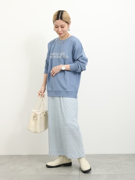 「Samansa Mos2 blue」｜「アイテム（アナログ腕時計）」を使った、miyaさん（レディース・158cm）の冬コーディネート