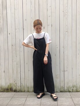 「Samansa Mos2 blue」｜「アイテム（サロペット/オーバーオール）」を使った、miyaさん（レディース・158cm）の春コーディネート