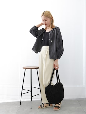 「Samansa Mos2 blue（サマンサモスモスブルー）のアイテム（タンクトップ）」を使った、miyaさん（レディース・158cm）の夏コーディネート