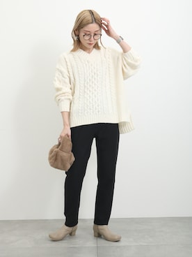 「Samansa Mos2 blue（サマンサモスモスブルー）のアイテム（ブーツ）」を使った、miyaさん（骨格ウェーブ・レディース・158cm）の冬コーディネート