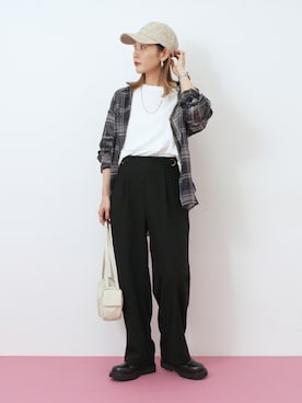 「Samansa Mos2 blue（サマンサモスモスブルー）のアイテム」を使った、miyaさん（レディース・158cm）の秋コーディネート