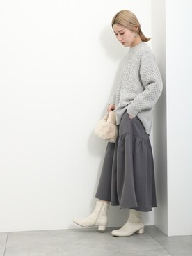 「Samansa Mos2 blue（サマンサモスモスブルー）のアイテム（ブーツ）」を使った、miyaさん（骨格ウェーブ・レディース・158cm）の冬コーディネート