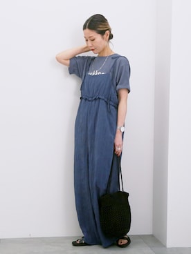 「Samansa Mos2 blue（サマンサモスモスブルー）のアイテム（パンツ）」を使った、miyaさん（レディース・158cm）の夏コーディネート