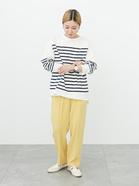 「Samansa Mos2 blue（サマンサモスモスブルー）のアイテム（スリッポン）」を使った、miyaさん（骨格ウェーブ・レディース・158cm）の春コーディネート