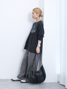 「Samansa Mos2 blue」｜「アイテム（アナログ腕時計）」を使った、miyaさん（レディース・158cm）の秋コーディネート