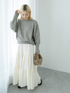 「Samansa Mos2 blue（サマンサモスモスブルー）のアイテム（スカート）」を使った、miyaさん（骨格ウェーブ・レディース・158cm）の秋コーディネート