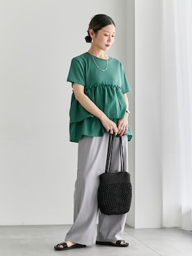 「Samansa Mos2 blue（サマンサモスモスブルー）のアイテム（パンツ）」を使った、miyaさん（レディース・158cm）の夏コーディネート