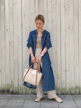 「Samansa Mos2 blue」｜「アイテム（デニムジャケット）」を使った、miyaさん（レディース・158cm）の秋コーディネート