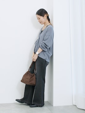 「Samansa Mos2 blue（サマンサモスモスブルー）のアイテム」を使った、miyaさん（レディース・158cm）の秋コーディネート