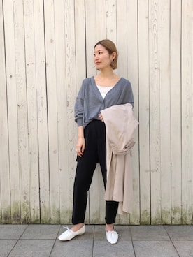「Samansa Mos2 blue（サマンサモスモスブルー）のアイテム（ステンカラーコート）」を使った、miyaさん（レディース・158cm）の春コーディネート
