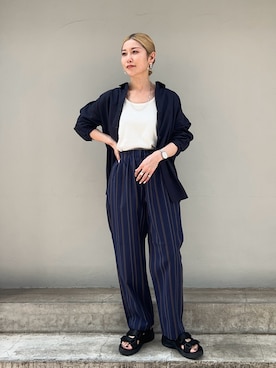 「Samansa Mos2 blue（サマンサモスモスブルー）のアイテム（サンダル）」を使った、miyaさん（レディース・158cm）の夏コーディネート