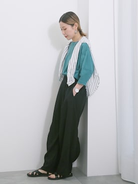 「Samansa Mos2 blue（サマンサモスモスブルー）のアイテム（パンツ）」を使った、miyaさん（レディース・158cm）の春コーディネート