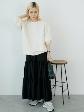 「Samansa Mos2 blue」｜「アイテム（アクセサリー）」を使った、miyaさん（レディース・158cm）の秋コーディネート