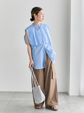 「Samansa Mos2 blue（サマンサモスモスブルー）のアイテム（パンツ）」を使った、miyaさん（レディース・158cm）の夏コーディネート