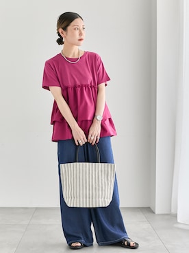 「Samansa Mos2 blue（サマンサモスモスブルー）のアイテム（パンツ）」を使った、miyaさん（レディース・158cm）の夏コーディネート