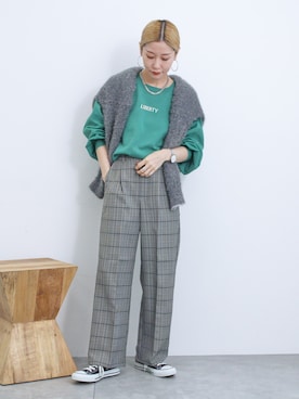 「Samansa Mos2 blue」｜「アイテム（アナログ腕時計）」を使った、miyaさん（レディース・158cm）の秋コーディネート