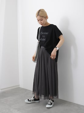 「Samansa Mos2 blue（サマンサモスモスブルー）のアイテム（スカート）」を使った、miyaさん（骨格ウェーブ・レディース・158cm）の夏コーディネート