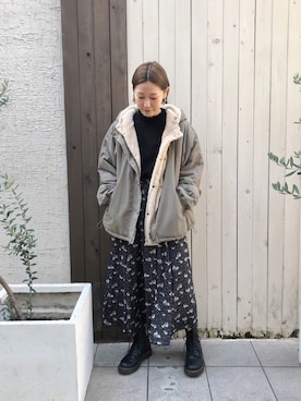「Samansa Mos2 blue」｜「アイテム（マウンテンパーカー）」を使った、miyaさん（レディース・158cm）の冬コーディネート