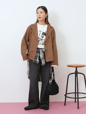 「Samansa Mos2 blue（サマンサモスモスブルー）のアイテム」を使った、miyaさん（レディース・158cm）の秋コーディネート