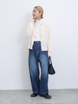 「Samansa Mos2 blue」｜「アイテム（アクセサリー）」を使った、miyaさん（レディース・158cm）の秋コーディネート