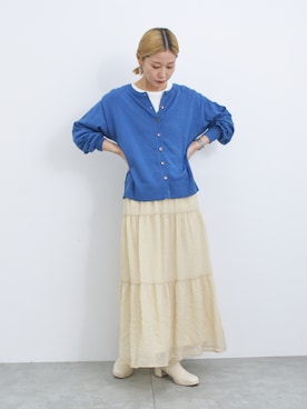 「ティアードスカート」｜「アイテム（腕時計）」を使った、miyaさん（レディース・158cm）の秋コーディネート