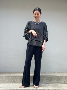 「Samansa Mos2 blue（サマンサモスモスブルー）のアイテム（トップス）」を使った、miyaさん（レディース・158cm）の秋コーディネート
