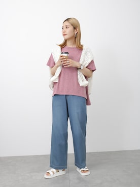「Samansa Mos2 blue（サマンサモスモスブルー）のアイテム（サンダル）」を使った、miyaさん（レディース・158cm）の夏コーディネート