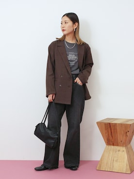 「Samansa Mos2 blue（サマンサモスモスブルー）のアイテム」を使った、miyaさん（レディース・158cm）の秋コーディネート