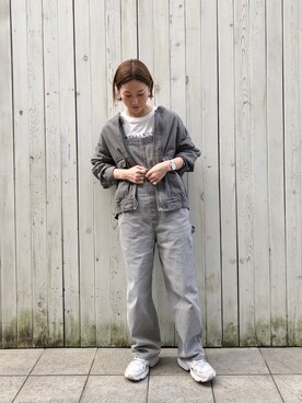 「Samansa Mos2 blue」｜「アイテム（サロペット/オーバーオール）」を使った、miyaさん（レディース・158cm）の春コーディネート