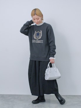 「Samansa Mos2 blue（サマンサモスモスブルー）のアイテム（ハンドバッグ）」を使った、miyaさん（レディース・158cm）の冬コーディネート