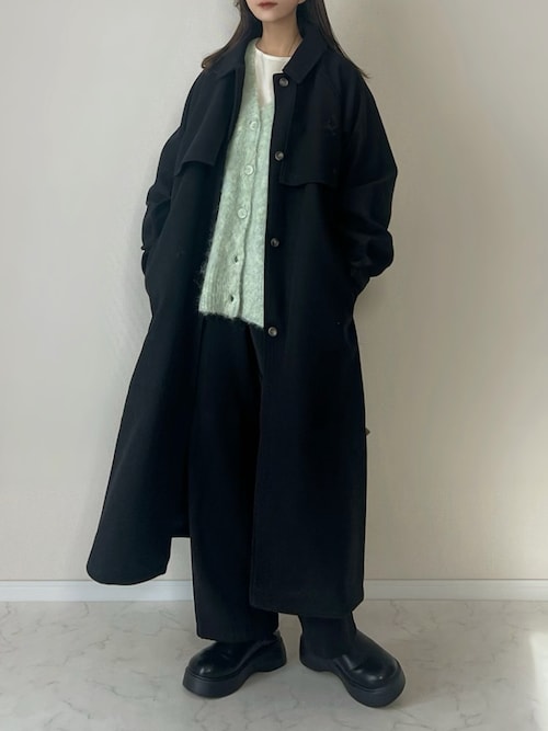 「Riberry（リベリー）のシャギーVネックカーディガン（カーディガン/ボレロ）」を使った、haru さん（レディース・162cm）の冬コーディネート