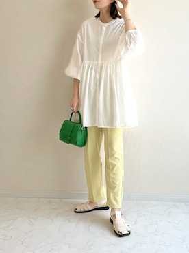 「Samansa Mos2 blue（サマンサモスモスブルー）のアイテム（パンツ）」を使った、haru さん（レディース・162cm）の春コーディネート