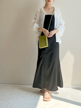 「オープンショルダー」｜「アイテム（ワンピース/ドレス）」を使った、haru さん（レディース・162cm）の夏コーディネート