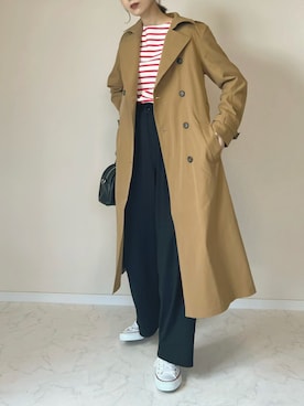 「バスクシャツ」｜「アイテム（トレンチコート）」を使った、haru さん（レディース・162cm）の冬コーディネート