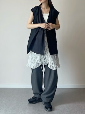 「アイテム（ベスト）」を使った、haru さん（レディース・162cm）の夏コーディネート
