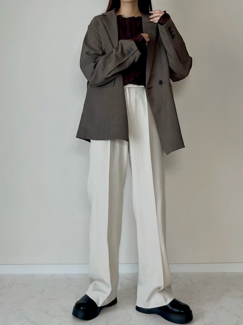 「classicalelf（クラシカルエルフ）の上品大人フェミニン。前後2wayフリンジジャガードメロウトップス（Tシャツ/カットソー）」を使った、haru さん（レディース・162cm）の冬コーディネート