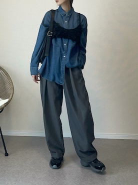 「beautiful people（ビューティフルピープル）の【beautiful people/ビューティフルピープル】《STUDIOUS別注》《新型》ナイロンムーンショルダーバッグ/三日月バッグ（ショルダーバッグ、ブラック系）」を使った、haru さん（レディース・162cm）の春コーディネート