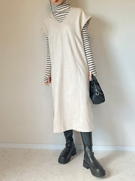 「&. NOSTALGIA（アンドドットノスタルジア）のアイテム（ワンピース/ドレス）」を使った、haru さん（レディース・162cm）の冬コーディネート
