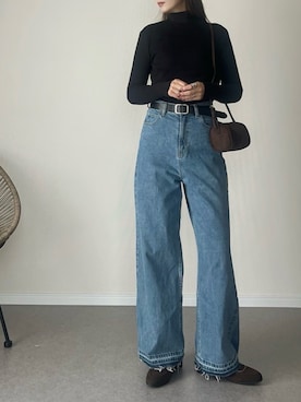 「アイテム（ベルト）」を使った、haru さん（レディース・162cm）の秋コーディネート