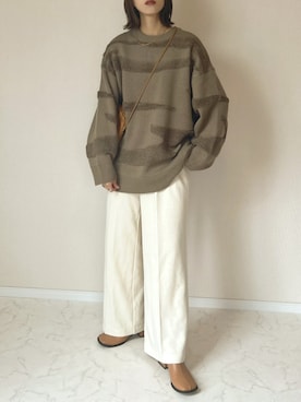 「lawgy（ラウジー）のpleats shoulder bag（ショルダーバッグ）」を使った、haru さん（レディース・162cm）の冬コーディネート