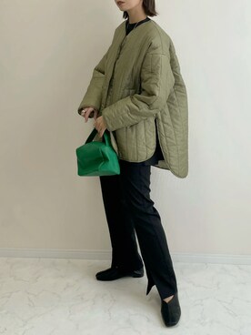 「Chaco closet（チャコ クローゼット）のアイテム（ノーカラージャケット）」を使った、haru さん（レディース・162cm）の秋コーディネート