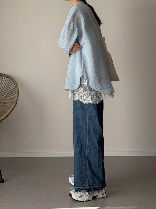 「ikka（イッカ）の【雑誌InRed5月号掲載】冷感リネンバンドカラーシャツ（シャツ/ブラウス）」を使った、haru さん（レディース・162cm）の春コーディネート