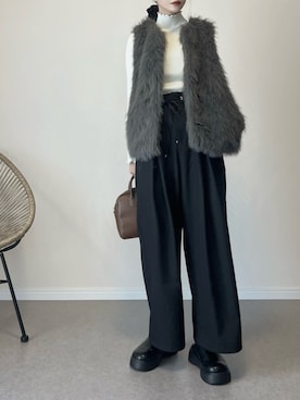 「tiptop（ティップトップ）のメランジリブハイネックプルオーバー（ニット/セーター）」を使った、haru さん（レディース・162cm）の秋コーディネート