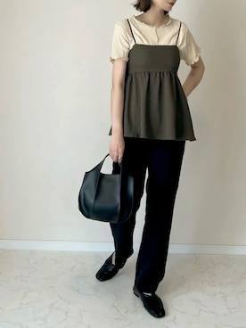 「アイテム（その他トップス、グリーン系）」を使った、haru さん（レディース・162cm）の夏コーディネート