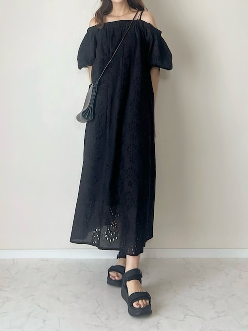 セール】Indian cut work off shoulder one-piece インドカット